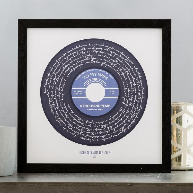 HarleyDogDesigns Any Song Lyrics Personalised Print