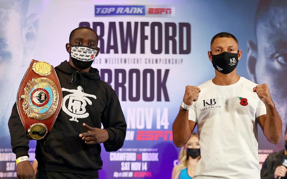 Terence Crawford and Kell Brook pose during a press conference on November 11, 2020 in Las Vegas, Nevada - Kell Brook determined to expose Terence Crawford and pull off a shock - GETTY IMAGES