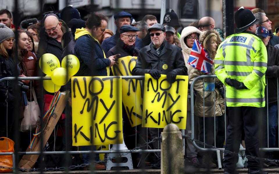 Anti-monarchy protesters in Colchester - Henry Nicholls/Reuters