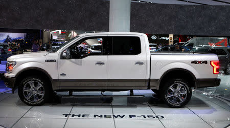 FILE PHOTO: A 2018 Ford F-150 "King Ranch" pickup truck is displayed during the North American International Auto Show in Detroit, Michigan, U.S., January 10, 2017. REUTERS Rebecca Cook/File Photo