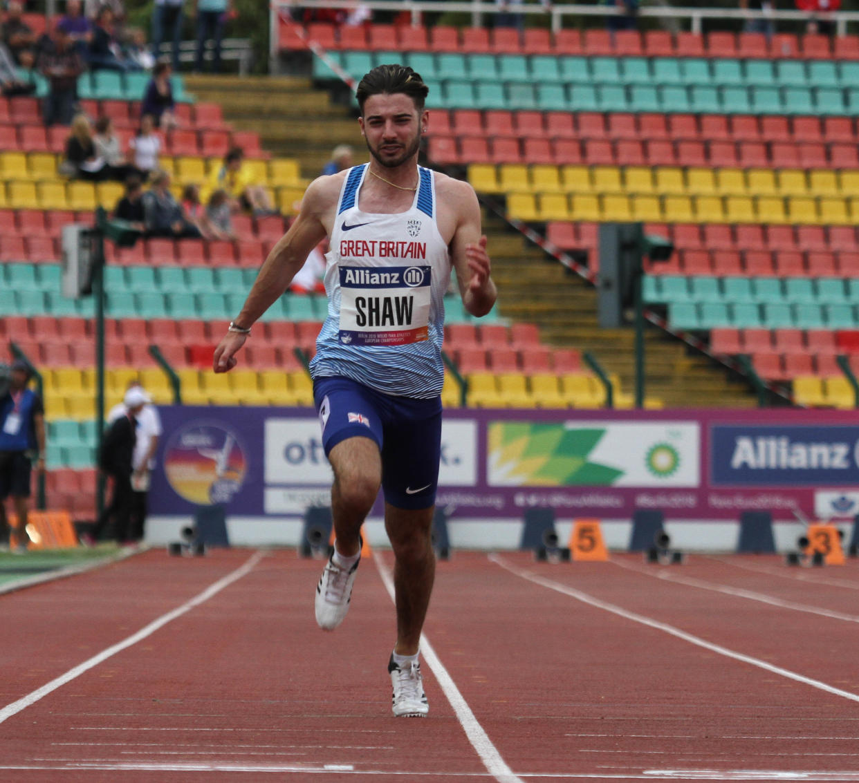 Shaw helped Britain to relay gold by running the opening leg. Pic: Ben Booth Photography