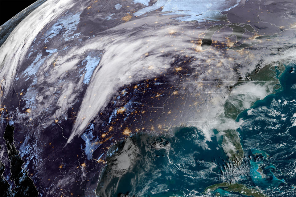 A satellite view of the weather system currently over the United States on Jan. 2, 2023. (NOAA)