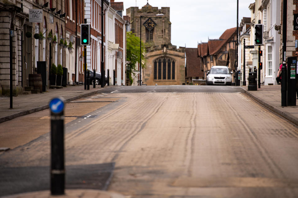 A near-deserted Warwick town centre as the UK continues in lockdown to help curb the spread of the coronavirus.