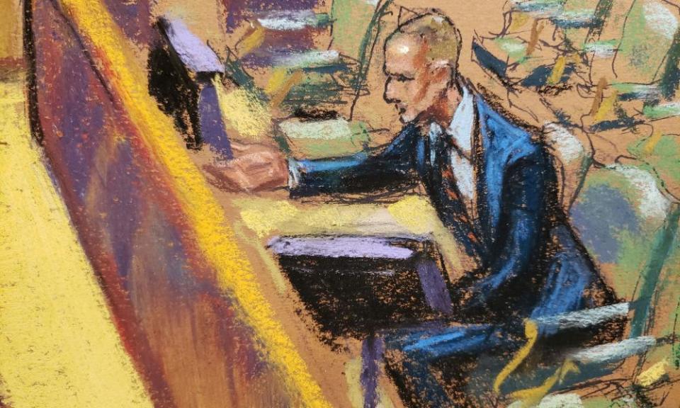 Timothy Leissner, as seen in a courtroom sketch in Brooklyn, New York, in February.