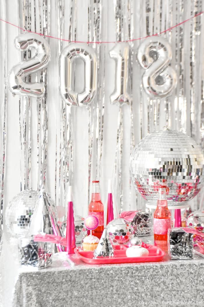 nye disco party pink and silver printable decor