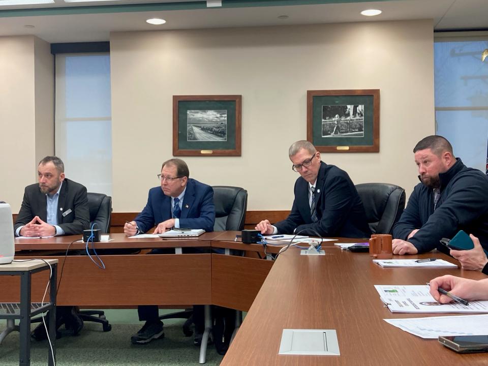 From left, Erie County Council members Rock Copeland, Jim Winarski, Chris Drexel and Charlie Bayle are shown at a caucus meeting on Jan. 2, 2024.