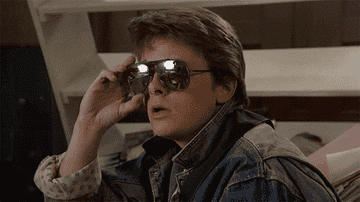 Marty McFly takes off glasses and says "whoa" in Back to the Future