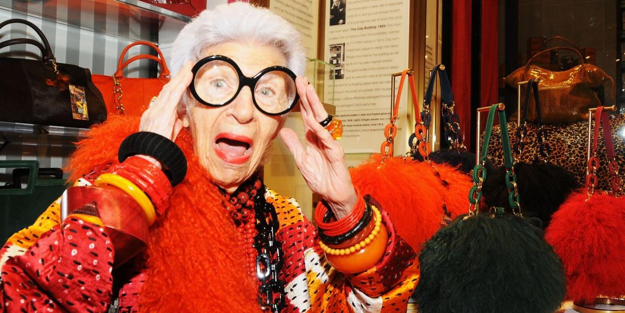 new york, ny   october 12 fashion icon iris apfel attends the iris apfel handbag collection launch at henri bendel on october 12, 2012 in new york city  photo by desiree navarrogetty images