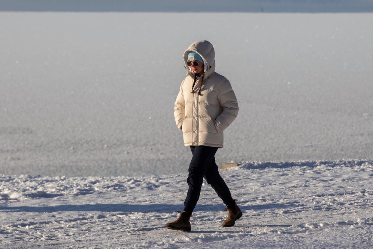 Someone walks along Lake Ontario in Kingston, Ont., Jan. 21, 2022. (Lars Hagberg/The Canadian Press - image credit)