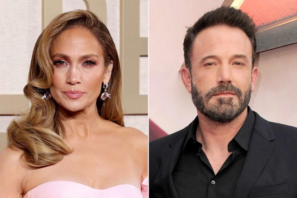 <p>Monica Schipper/GA/The Hollywood Reporter via Getty Images; Lumeimages/Shutterstock </p> Jennifer Lopez in Beverly Hills, California, on Jan. 7, 2024; Ben Affleck in Los Angeles on June 12, 2023