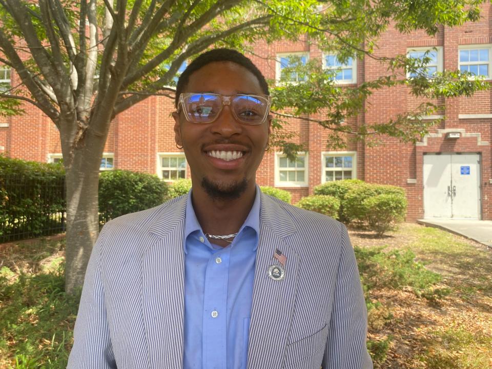 Miles Beasley, 22, attended the Vice President Kamala Harris event in Greensboro, North Carolina on July 11, 2024. He said he is in full support of President Joe Biden and Harris despite calls for Biden to step down.