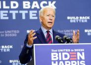 Democratic U.S. presidential nominee Biden discusses U.S. economy during coronavirus pandemic in Wilmington, Delaware