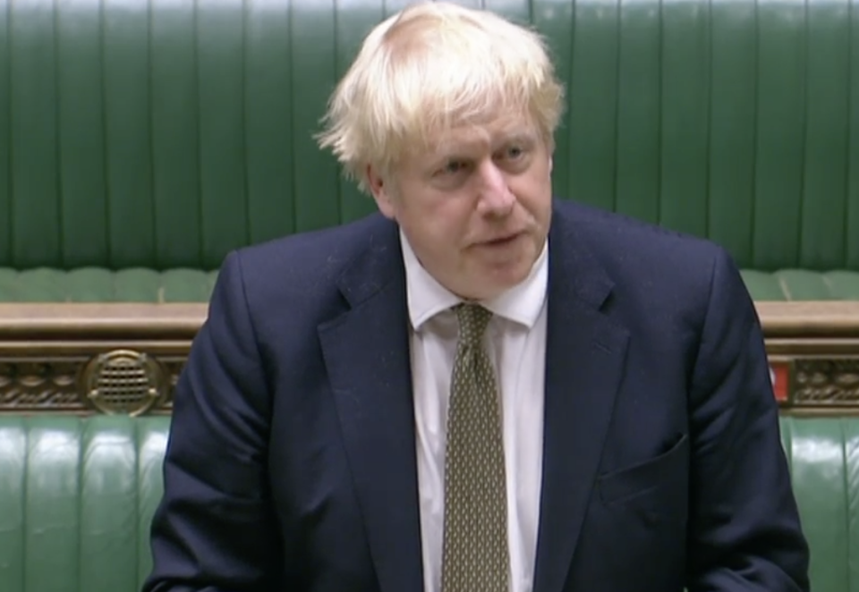 Boris Johnson announcing the three-tier lockdown system in the House of Commons on Monday. (Parliamentlive.tv)