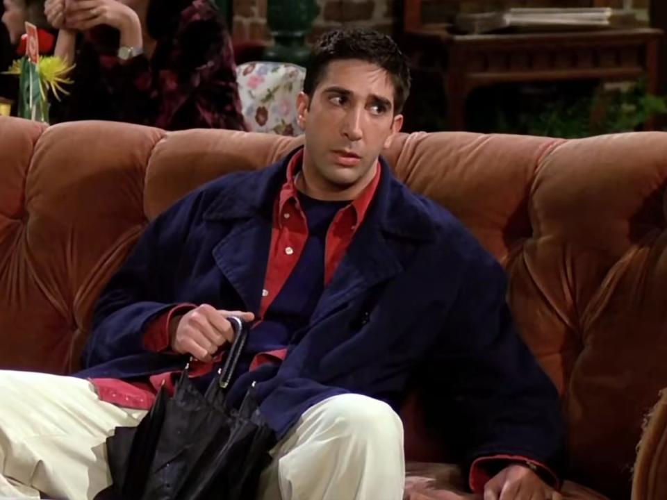 Ross Geller first outfit friends couch central perk ross and phoebe