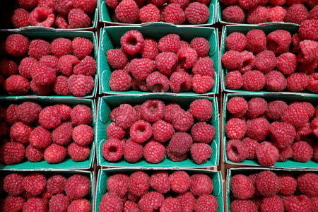 Raspberries are pictured at the fruits and vegetables pavilion in the Rungis International wholesale food market as buyers prepare for the Christmas holiday season in Rungis, south of Paris, France, November 30, 2017. Picture taken November 30, 2017. REUTERS/Benoit Tessier