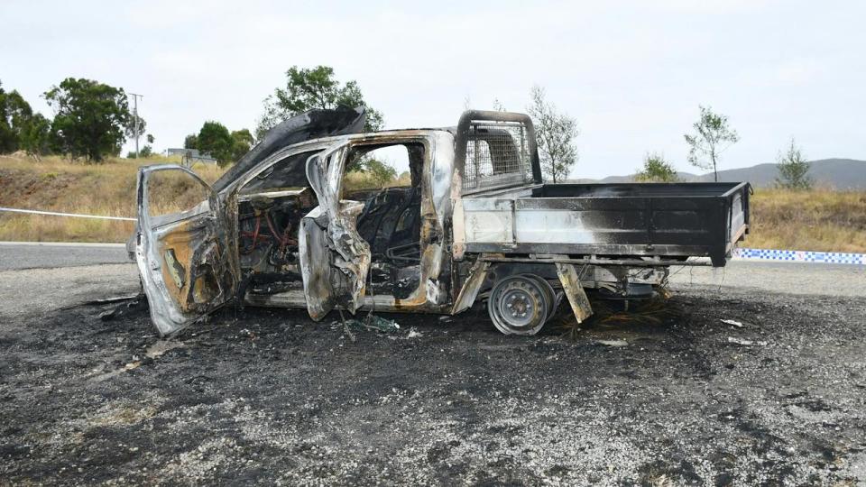 Burnt out car following a panel shop fire