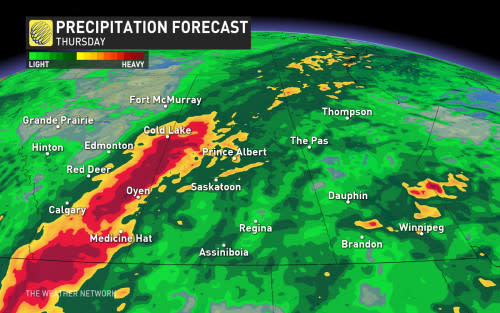 prairies precipitation forecast through thursday