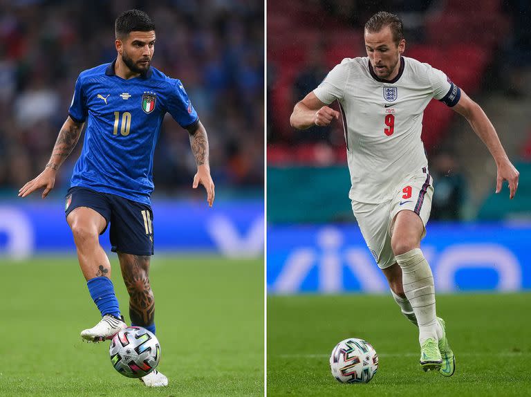 Lorenzo Insigne, la gambeta en el ataque de Italia; Harry Kane, la cuota de gol inglesa; figuras de la final de la Eurocopa en Wembley.