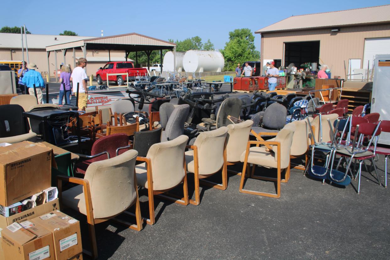 Some of the wide range of items available at the MSD of Martinsville auction on Friday, June 2, 2023. Around 50 people signed up to bid on the items.