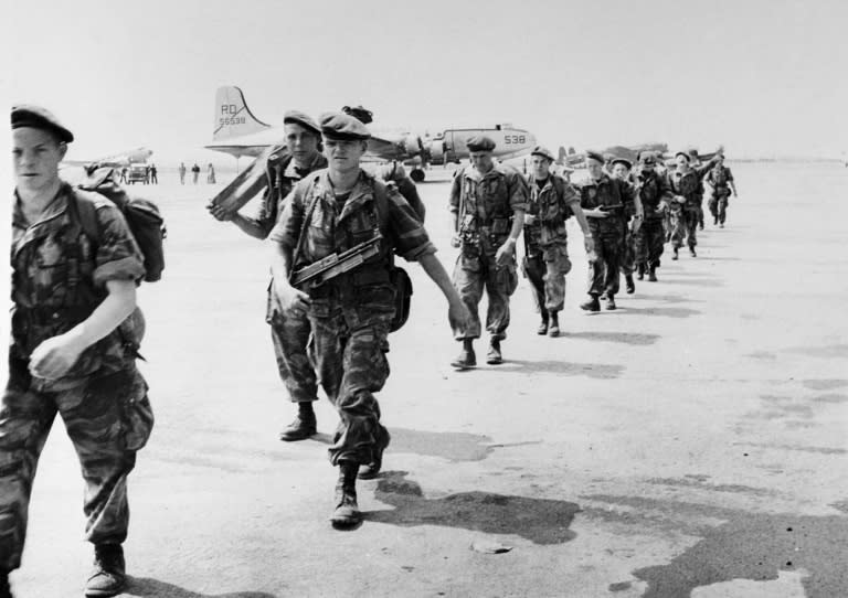 French paratroopers, members of the Foreign Legion, near Algiers in April 1956