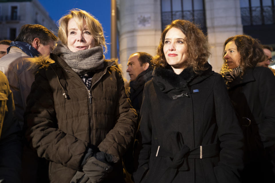 Esperanza Aguirre e Isabel Díaz Ayuso durante una manifestación en Madrid en 2019.