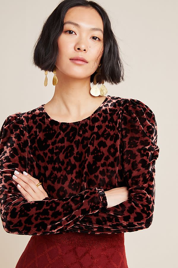 Dolan Left Coast Charley Velvet Leopard Blouse 