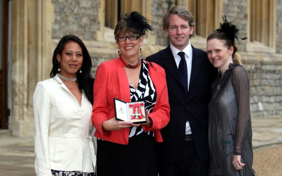 Dame Prue Leith pictured at her investiture ceremony with Danny Kruger, her son and a Tory MP, in 2010 - Steve Parsons/PA Wire