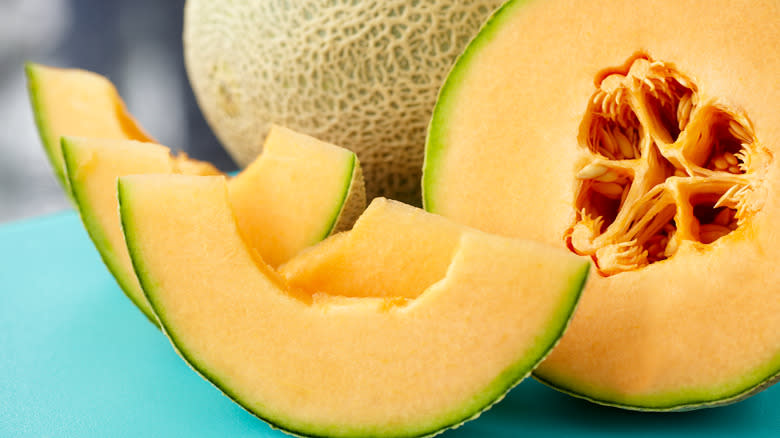 cut and whole cantaloupes