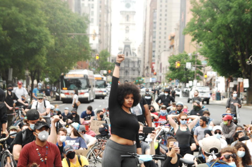 Protesters fill the streets of Philadelphia during Black Lives Matter protests. Source: Getty