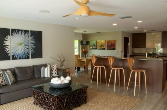 The stools add a definite mid-century vibe. 