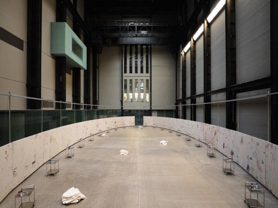 The canvases displayed for The Flooded Garden in the Turbine Hall at Tate Modern (Tim Bowditch and Tom Parker)