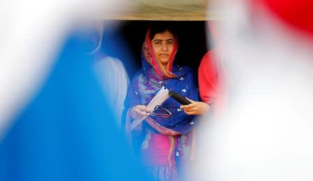 Pakistani Nobel Peace Prize laureate Malala Yousafzai attends celebrations to mark her 19th birthday at the Dadaab refugee camp near the Kenya-Somalia border, July 12, 2016. REUTERS/Thomas Mukoya