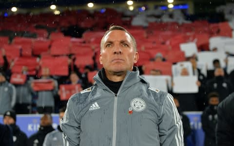 Manager of Leicester City Brendan Rodgers before the Premier League match between Leicester City and Arsenal FC - Credit: Plumb Images/Leicester City FC via Getty Images