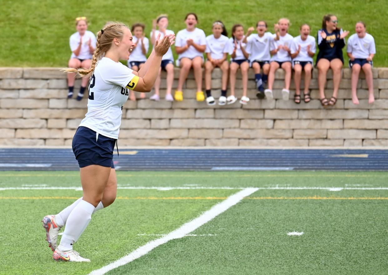 Gaylord's Claire Gorno (left) wrapped her GHS soccer career with 16 assists and 8 goals in 2024, earning all-state and all-conference honors.