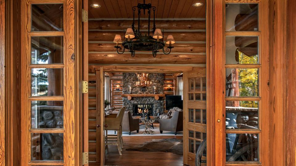 Triple C Ranch in Colorado, new redesign with updated interiors for a cozy cabin feel. The scenery is autumn and winter