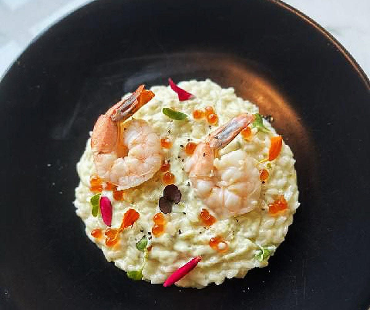Enjoy Mother's Day with the lemon risotto with shrimp and ikura at Acqua Café.