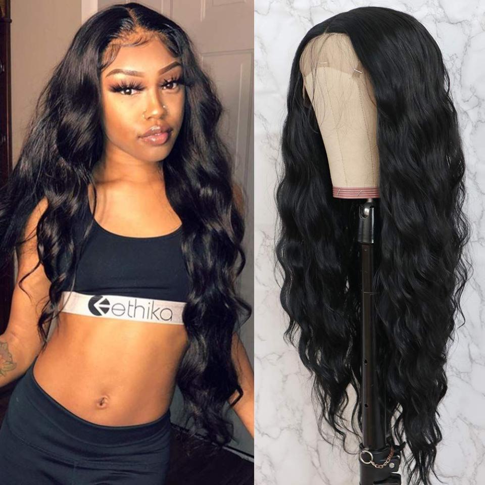2) Long Loose Curly Heat Resistant Lace Front Wig
