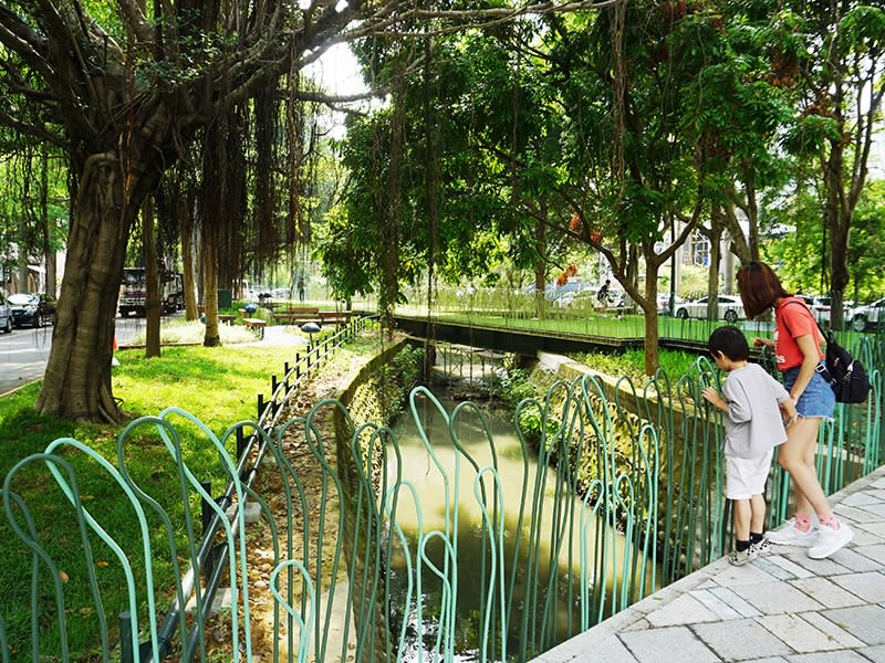 隆恩圳親水公園榮獲2020日本國際設計大獎Good Design Award大獎，親水公園整治乾淨，用水草形狀的欄杆替代傳統欄杆，讓親水獲得最大化。（圖片翻攝／新竹市觀光旅遊網）
