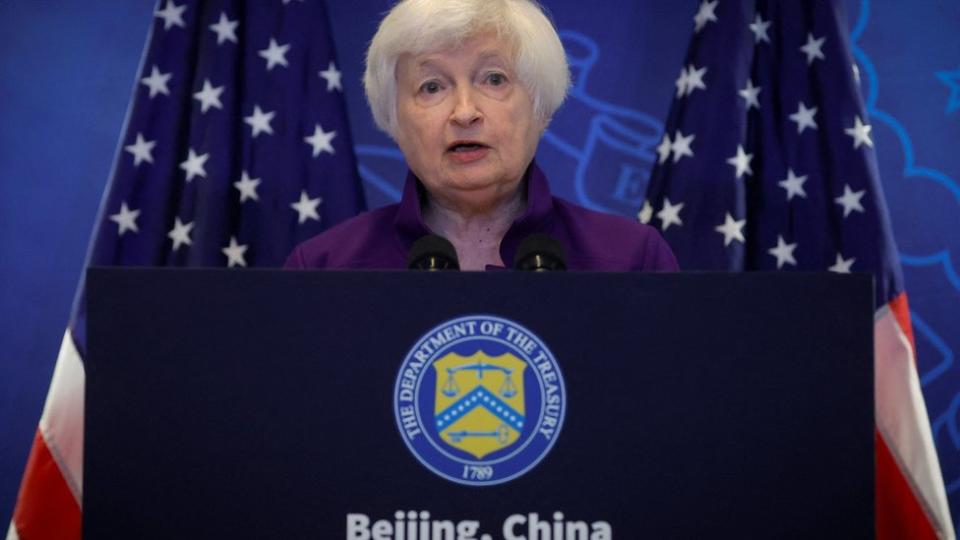 .S. Treasury Secretary Janet Yellen speaks during a press conference at the U.S. embassy in Beijing, China, July 9, 2023.