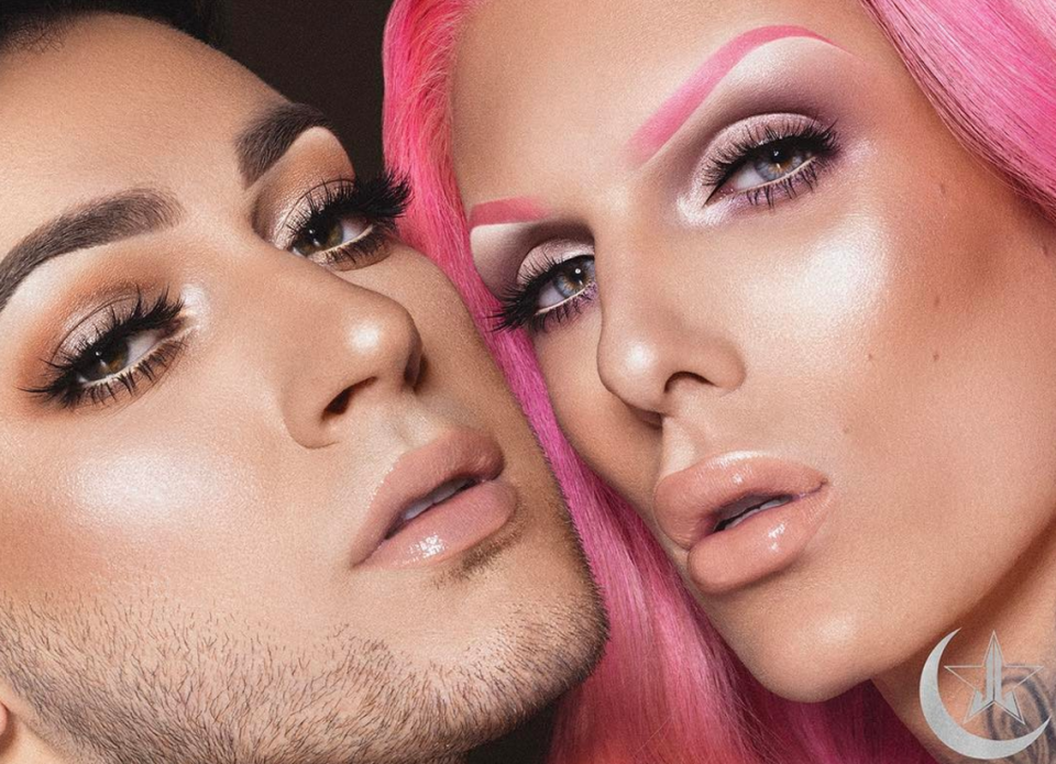 YouTube beauty gurus Jeffree Star and Manny Gutierrez reveal their secret highlighter tip at the launch party for their makeup collaboration.