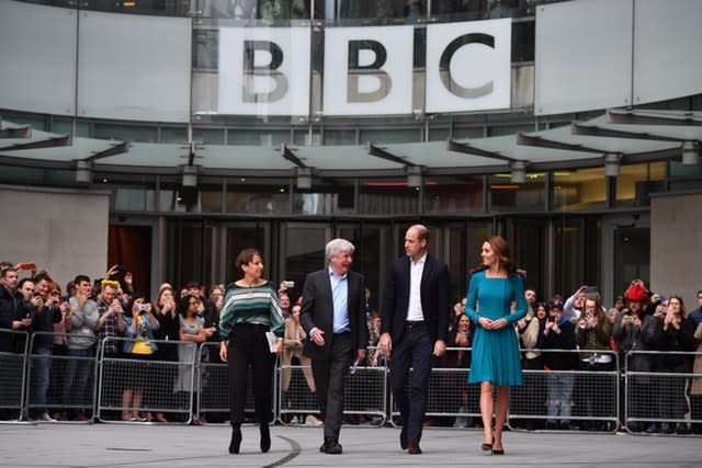 The Duke and Duchess of Cambridge during a visit to BBC Broadcasting House in London