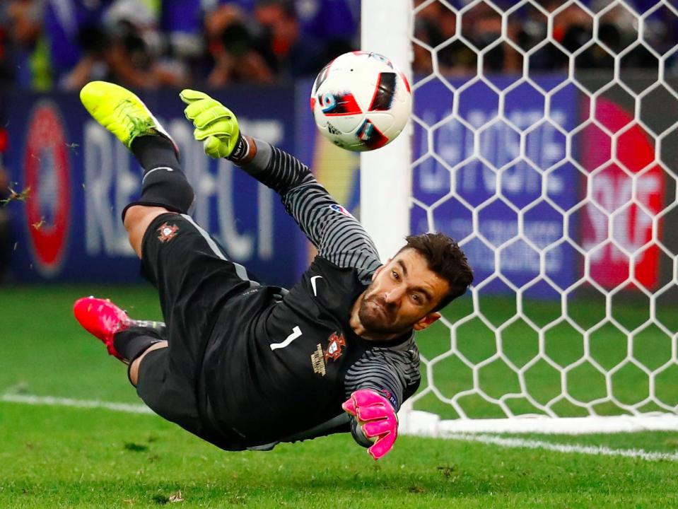 Football Soccer - Poland v Portugal - EURO 2016 - Quarter Final - Stade Velodrome, Marseille, France - 30/6/16Portugal's Rui Patricio saves from Poland's Jakub Blaszczykowski during the penalty shootout