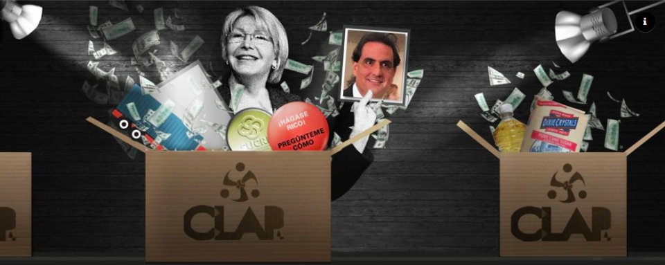 Composición gráfica del trabajo de investigación sobre la trama de corrupción del programa de distribución de alimentos del gobierno de Venezuela, donde aparece el rostro de Alex Saab y la ex fiscal general Luisa Ortega (Foto cortesía Armando Info)