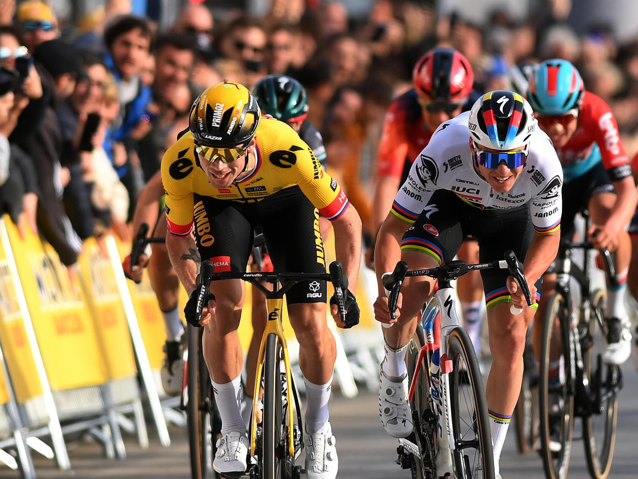  Primož Roglič and Remco Evenepoel sprint at the Volta a Catalunya 