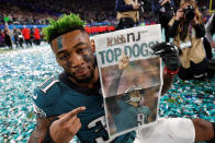 <p>NFL Football – Philadelphia Eagles v New England Patriots – Super Bowl LII – U.S. Bank Stadium, Minneapolis, Minnesota, U.S. – February 4, 2018 Philadelphia Eagles’ Jalen Mills celebrates after winning Super Bowl LII REUTERS/Kevin Lamarque </p>