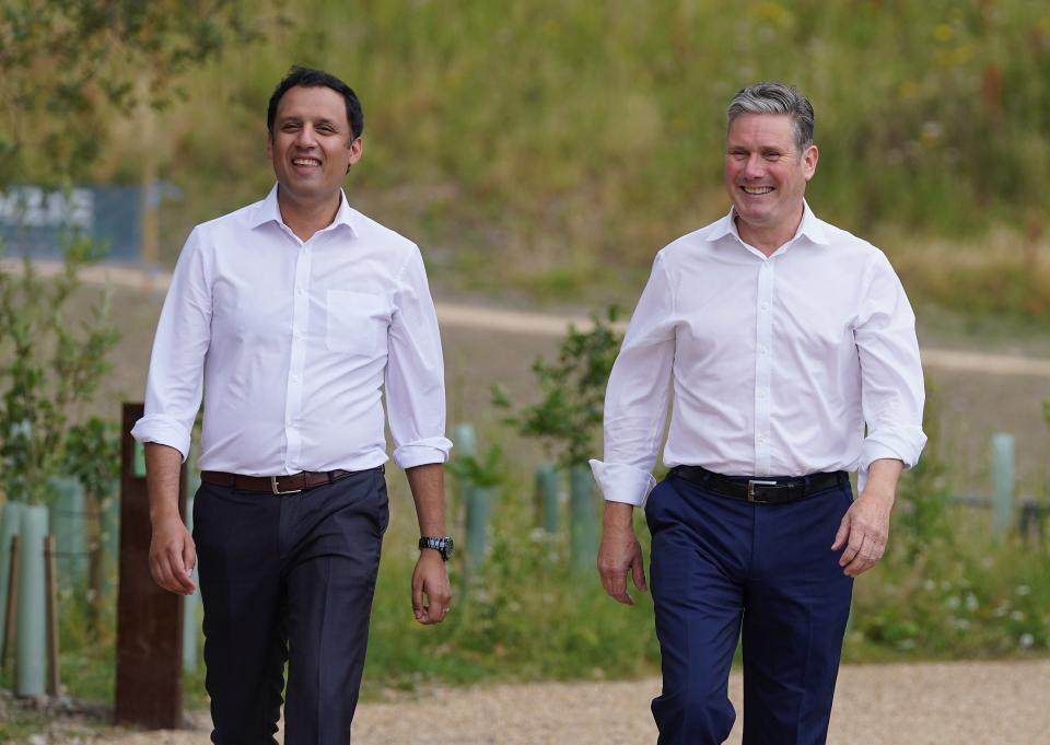 Sir Keir Starmer met Scottish Labour leader Anas Sarwar during his trip north. (Andrew Milligan/PA)