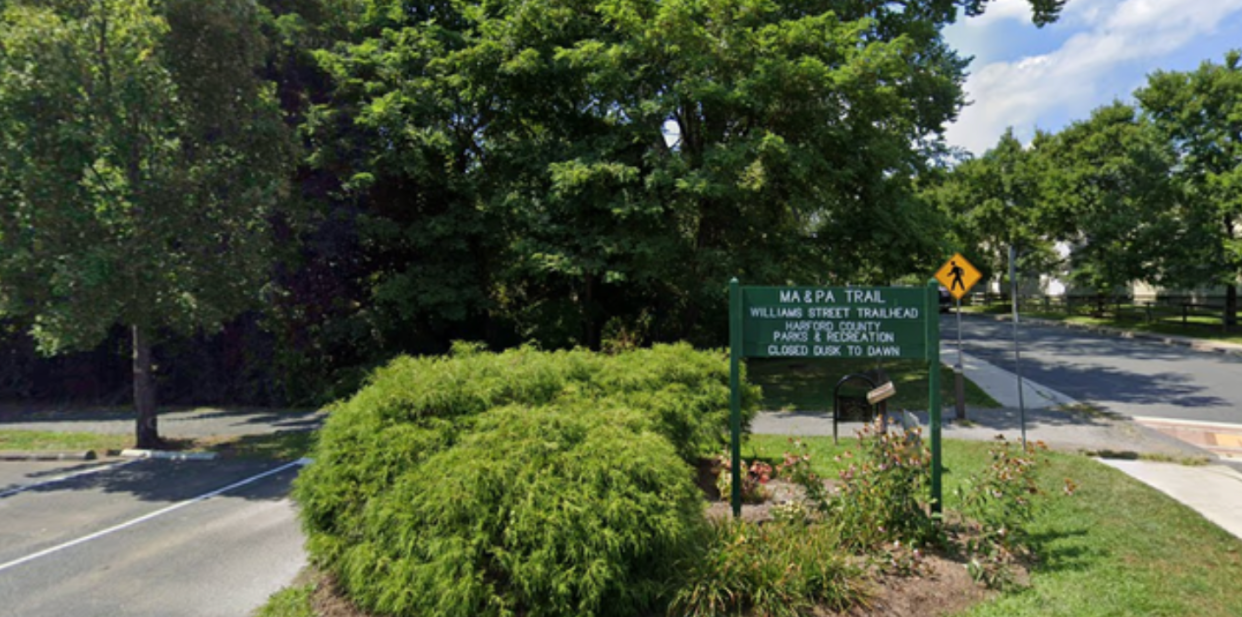 The Ma and Pa Trial, viewed from the Williams St trailhead, where Rachel Morin’s car was located on Sunday morning (Google Maps)