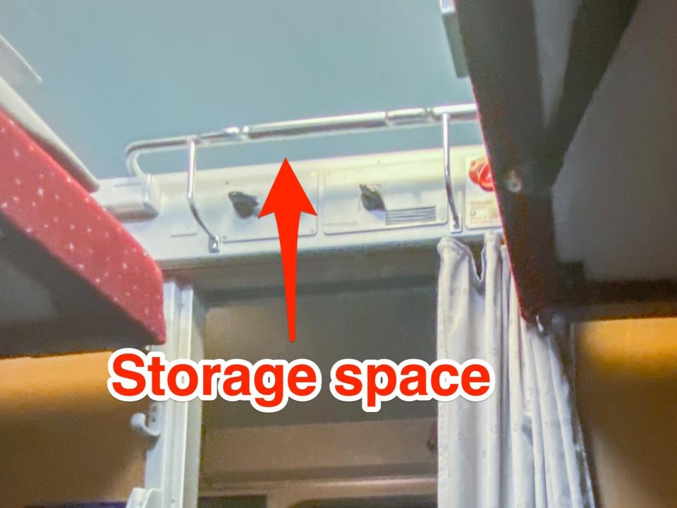 Storage space in the shared cabin.