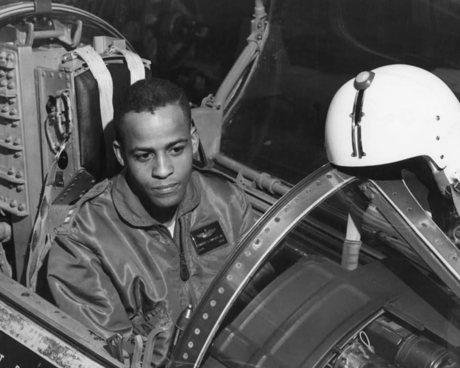 Ed Dwight, the United States’ first Black astronaut, in the cockpit of an F-104. (Photo by Bettmann Archive/Getty Images)
