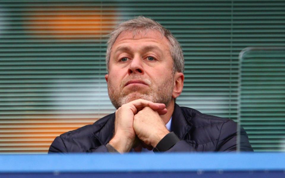 Chelsea owner Roman Abramovich is seen on the stand at Stamford Bridge  - Getty Images